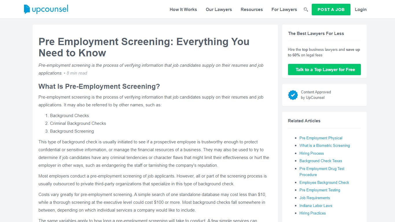 Pre Employment Screening: Everything You Need to Know - UpCounsel